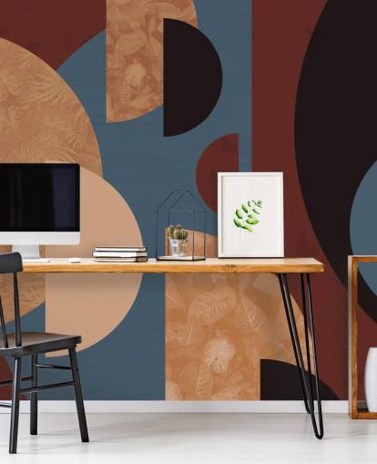 papier peint formes terre cuite, orange et bleu papier peint formes terre cuite, orange et bleu