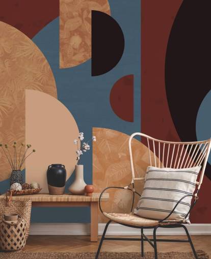 carta da parati in terracotta, arancione e blu