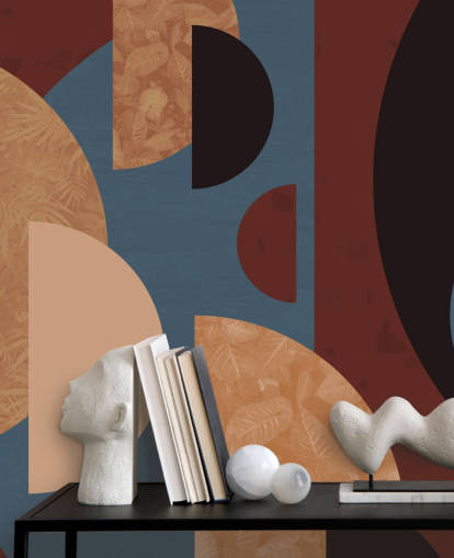 papier peint formes terre cuite, orange et bleu papier peint formes terre cuite, orange et bleu