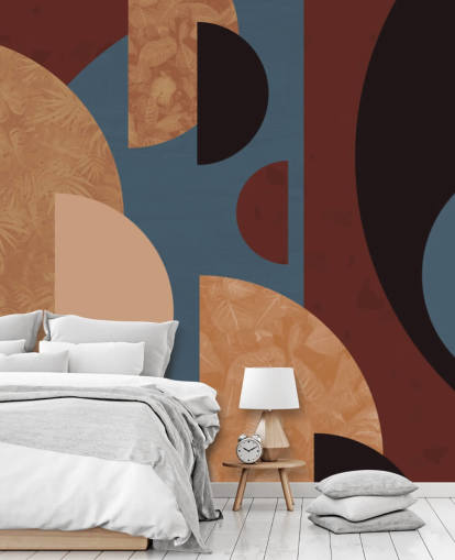 Terrakotta, orange und blaue Formen Tapete