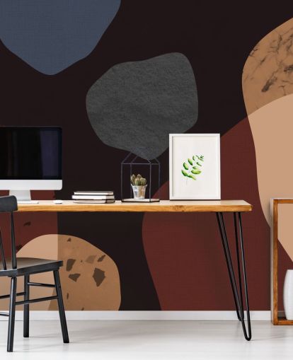 behang met rode, oranje en blauwe vorm