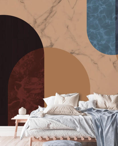 orange, red and blue bauhaus shape wallpaper