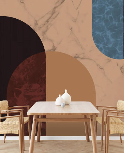 orange, red and blue bauhaus shape wallpaper