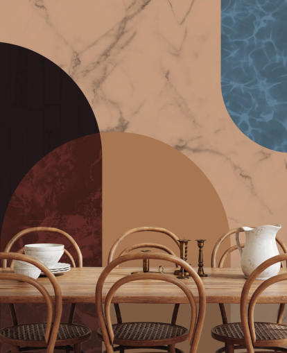 orange, red and blue bauhaus shape wallpaper