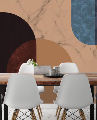 orange, red and blue bauhaus shape wallpaper