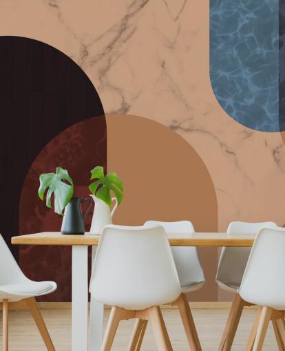 orange, red and blue bauhaus shape wallpaper