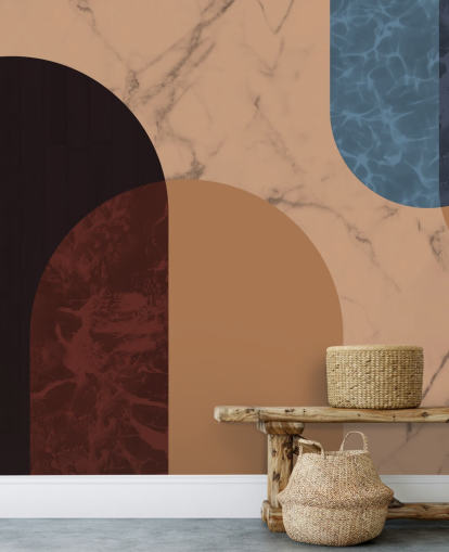 orange, rote und blaue Bauhaus-Formtapete