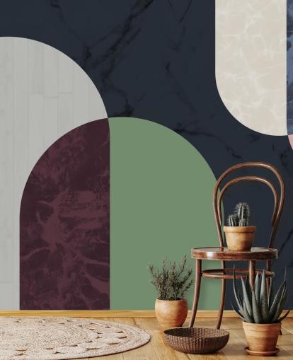 dark bauhaus style shapes wallpaper