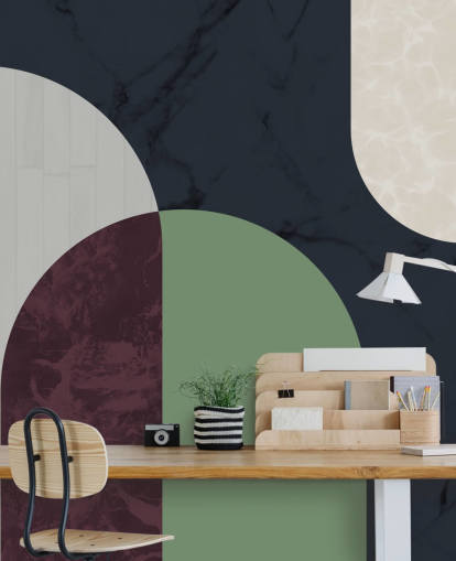 dark bauhaus style shapes wallpaper