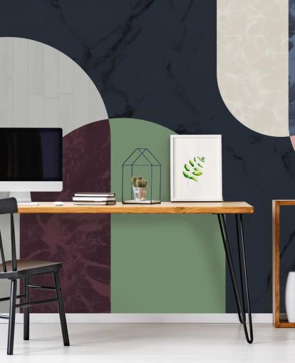 donkere bauhaus-stijl vormen behang