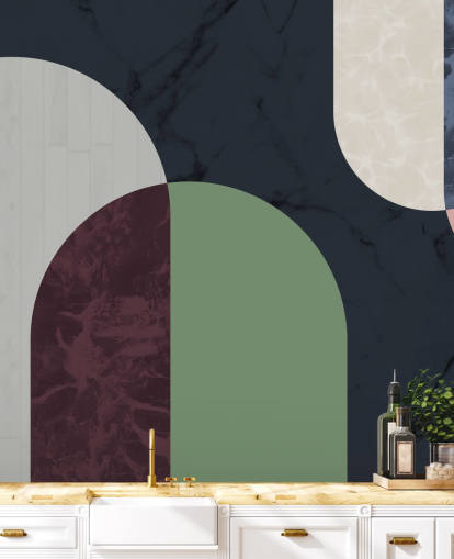 mørk bauhaus stil figurer tapet