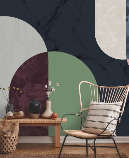 papel pintado de formas de estilo bauhaus oscuro