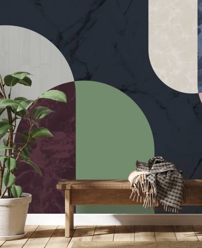 papel pintado de formas de estilo bauhaus oscuro