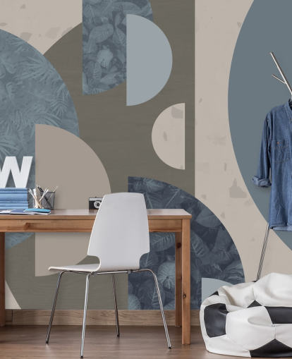 blaue Formen Papiertapete