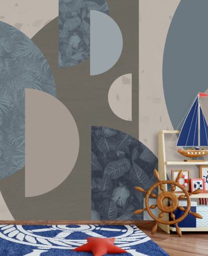 blaue Formen Papiertapete