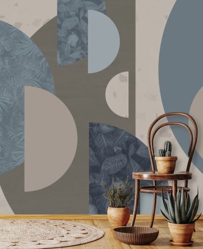 blaue Formen Papiertapete