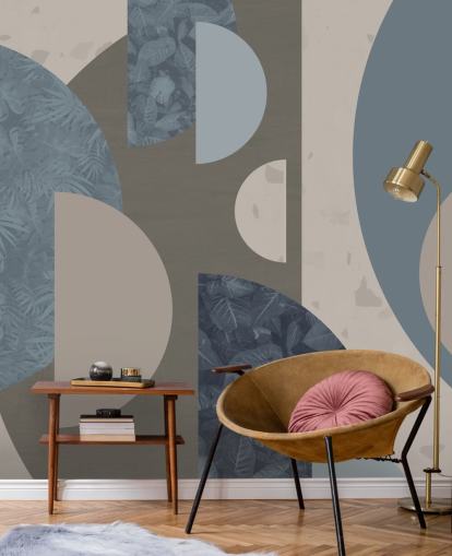 blauwe vormen behang