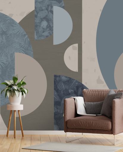 blauwe vormen behang