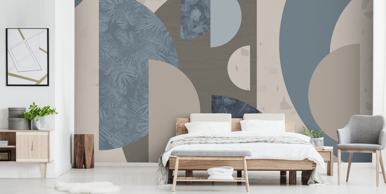 blauwe vormen behang