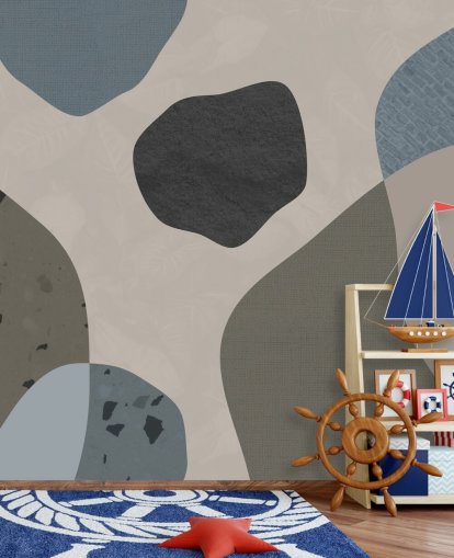 blauwe en grijze vormen behang blauwe en grijze vormen behang