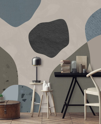 papier peint de formes bleues et grises