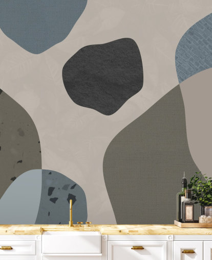 papier peint de formes bleues et grises