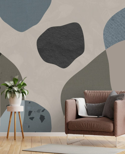 blue and grey shapes wallpaper