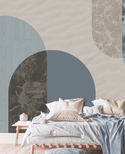 papel pintado de formas de estilo bauhaus azul