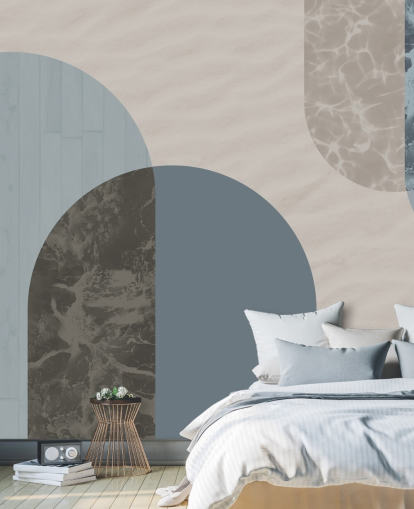 blue bauhaus style shapes wallpaper