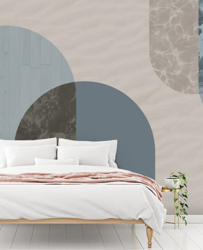 blue bauhaus style shapes wallpaper