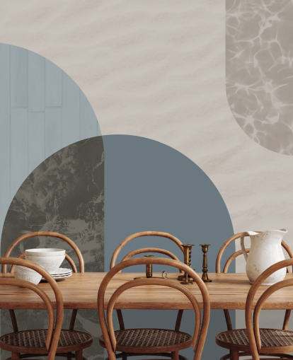 blue bauhaus style shapes wallpaper