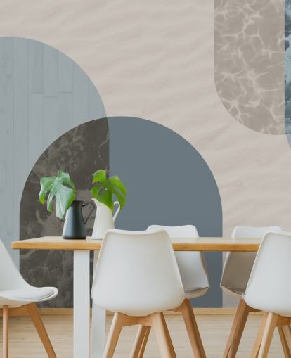 blue bauhaus style shapes wallpaper