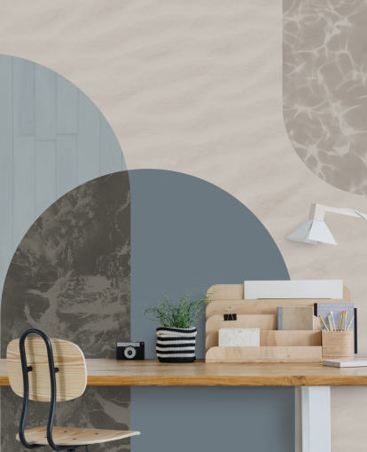 papel de parede de formas de estilo bauhaus azul