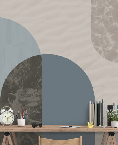 papel pintado de formas de estilo bauhaus azul