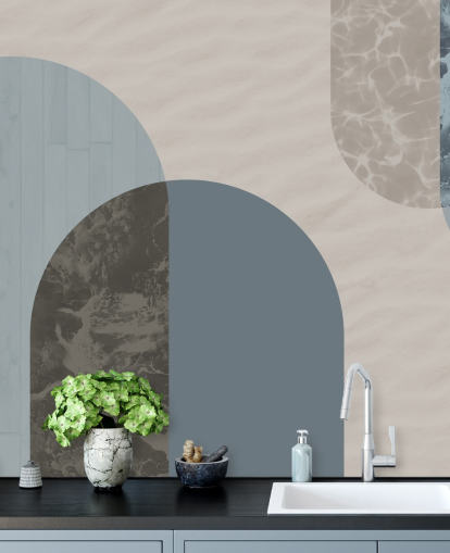 papel de parede de formas de estilo bauhaus azul