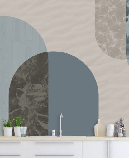 papel pintado de formas de estilo bauhaus azul