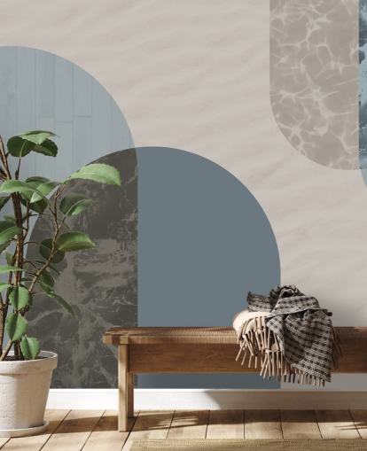 papel pintado de formas de estilo bauhaus azul