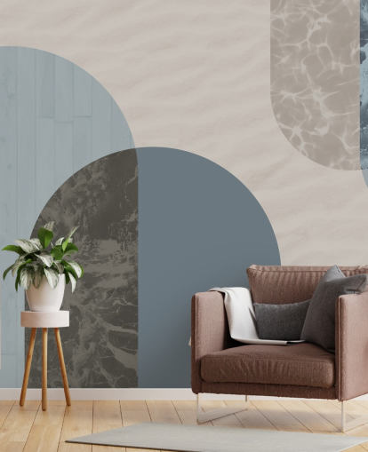 blue bauhaus style shapes wallpaper