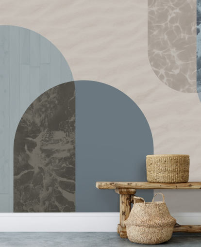 blue bauhaus style shapes wallpaper