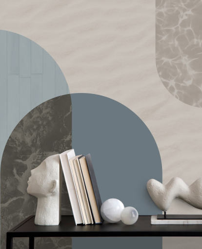 papel pintado de formas de estilo bauhaus azul