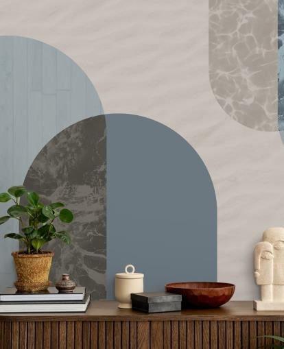 papel de parede de formas de estilo bauhaus azul