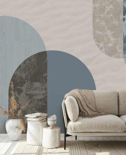 papel de parede de formas de estilo bauhaus azul