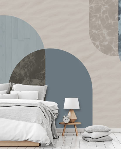 blue bauhaus style shapes wallpaper