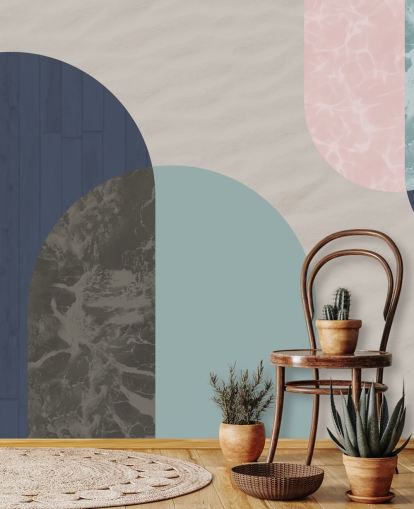 Bauhaus-Formen in Marineblau, Blau und Pink Bauhaus-Formen in Marineblau, Blau und Pink