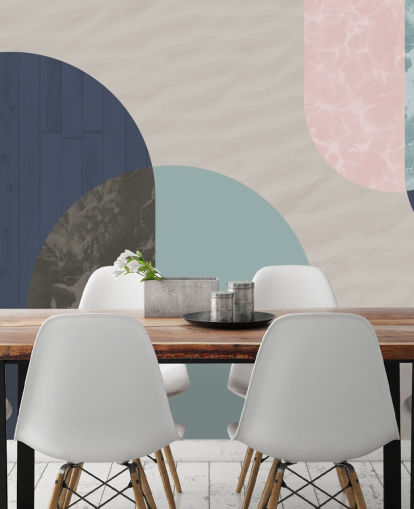 formas bauhaus azul-marinho, azul e rosa