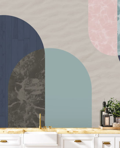 Bauhaus-Formen in Marineblau, Blau und Pink Bauhaus-Formen in Marineblau, Blau und Pink