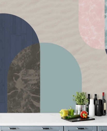 navy, blue and pink bauhaus shapes