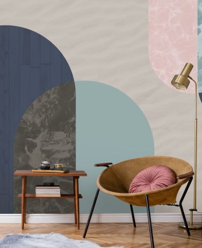 marine-, blauwe en roze bauhausvormen