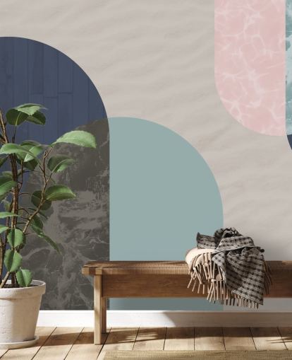 marine-, blauwe en roze bauhausvormen marine-, blauwe en roze bauhausvormen