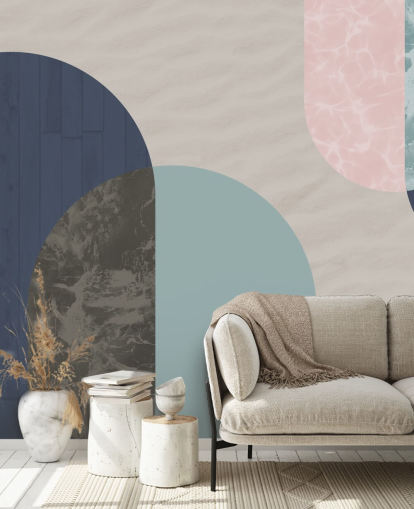 formas bauhaus azul marino, azul y rosa